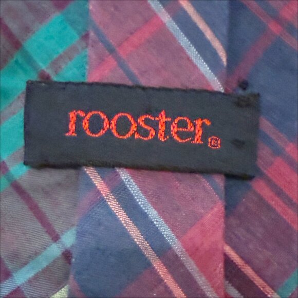 ROOSTER Tie Men L 55” W 3” Tartan Plaid Classic Preppy Schoolboy - Picture 4 of 7